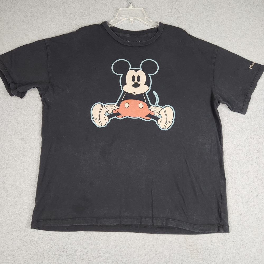 Disney X American Eagle Mickey Mouse T-Shirt Mens L Black Graphic Short Sleeve